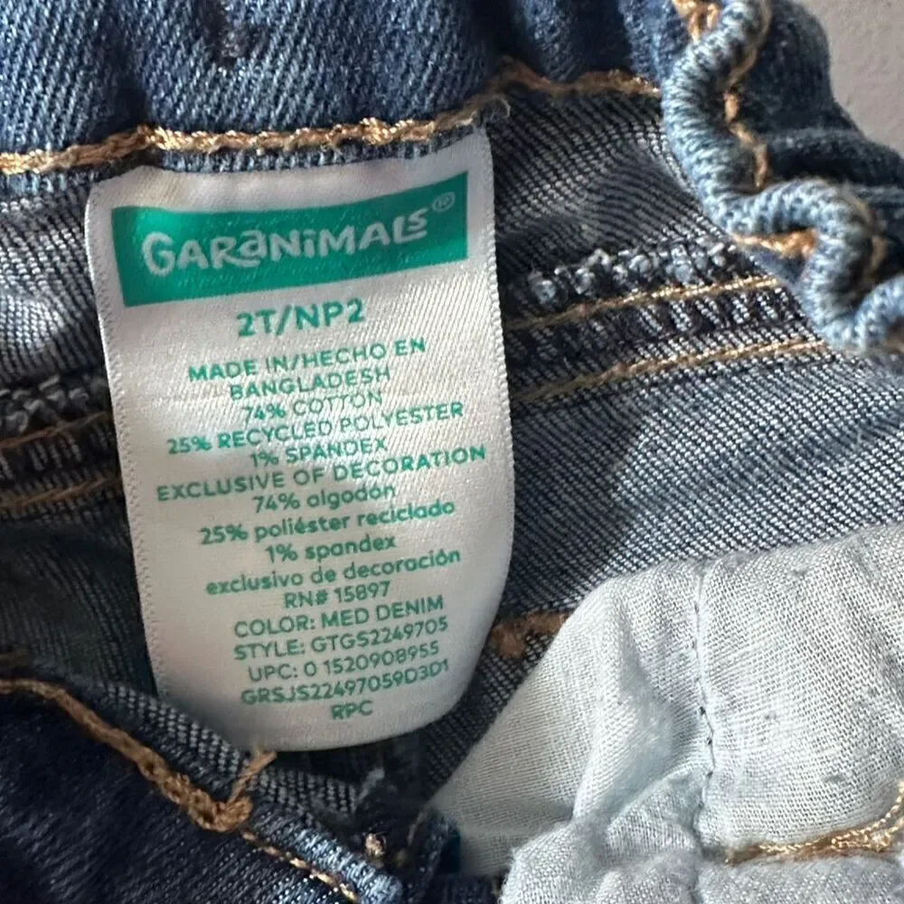 Garanimals Toddler Girls 2T Blue Cut-Off Jean Shorts Frayed Hem Button Closure